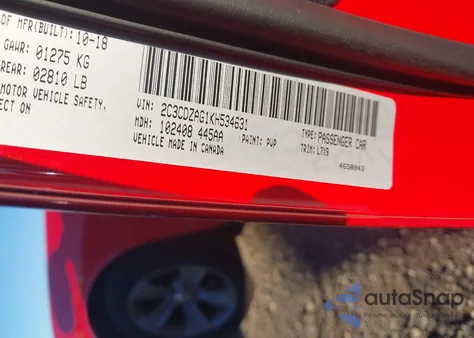 2019 Dodge Challenger Sxt z USA, uszkodzony, nr VIN 2C3CDZAG1KH534631